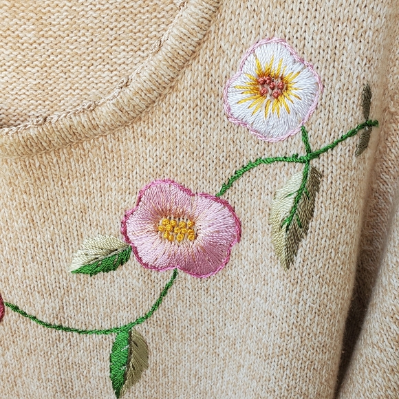 Vintage Embroidered Floral Short Sleeve Sweater - Picture 8 of 12